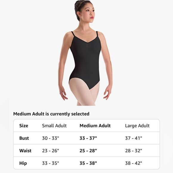 Motionwear Pinch Front Camisole Style Black Leotard Medium Adult M NWT - Picture 8 of 8